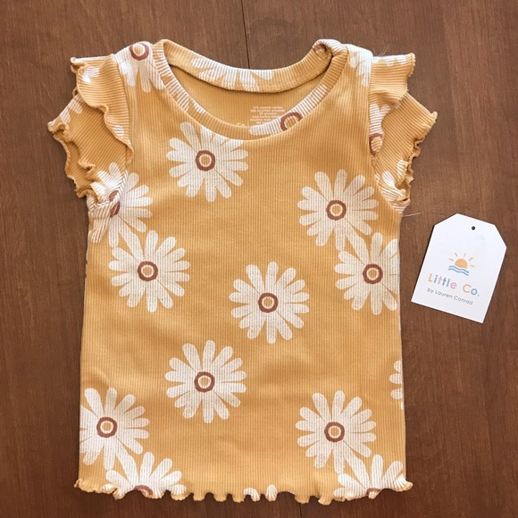 LC Lauren Conrad Other - 9M Ruffled Short-sleeved Floral Tee, Little Co. by Lauren Conrad. Mustard yellow